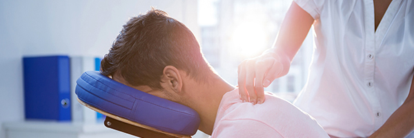 Person getting a chair massage